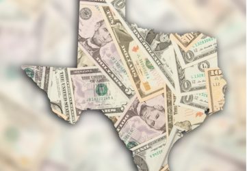 Image of the state of Texas made by money